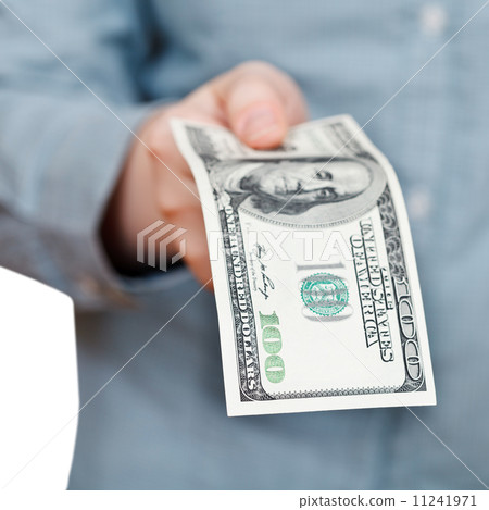 front view of hundred dollars banknote in arm 11241971