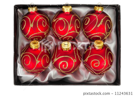 Christmas ball isolated on white background, red color, top view 11243631