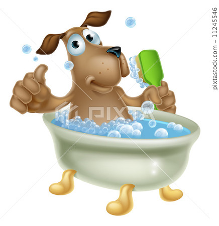 Dog grooming bath cartoon Dog grooming bath cartoon 11245546