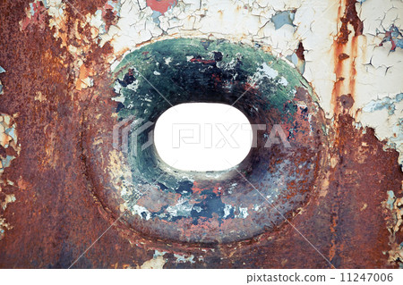 Empty hawse in old grungy rusted ship hull 11247006