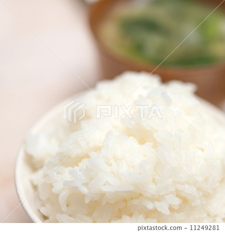 A heaping bowl of rice and miso soup A heaping bowl of rice and miso soup 11249281