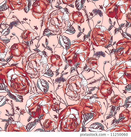 Beautiful Vintage Seamless Roses Background - Stock Illustration ...