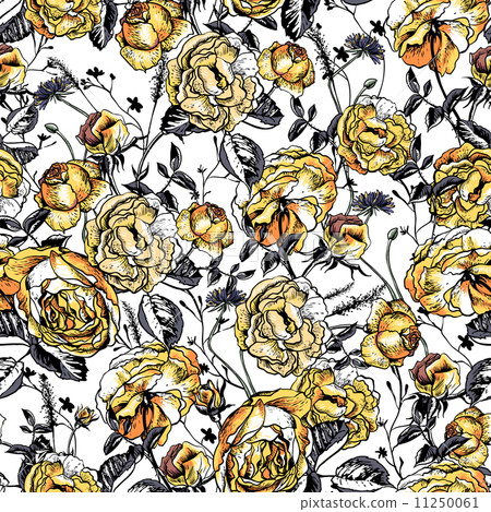 Beautiful Vintage Seamless Roses Background - Stock Illustration ...