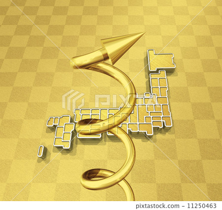 金色日本地圖和螺旋箭頭 金色日本地圖和螺旋箭頭 11250463