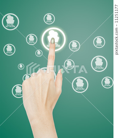 woman hand pressing social network woman hand pressing social network 11251177