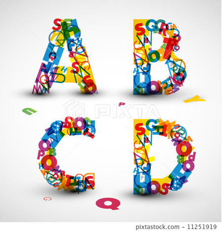 Vector font made from letters of the alphabet Vector font made from letters of the alphabet 11251919
