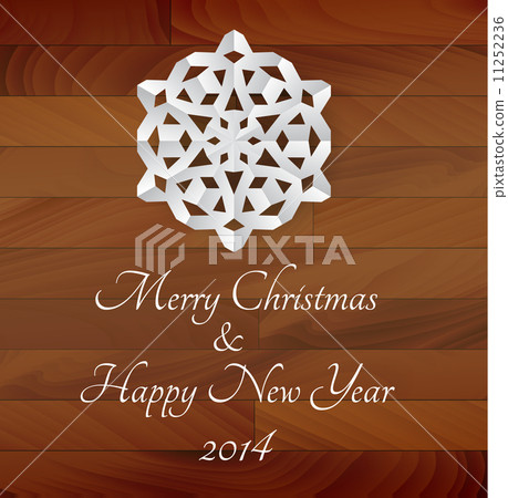 Vector white paper snowflake on a wooden... - Stock Illustration ...
