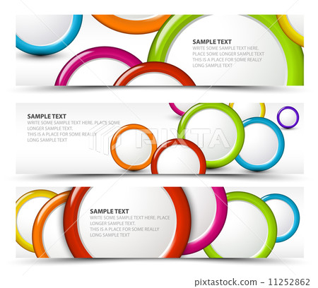 Set of horizontal banners with 3d circles 11252862