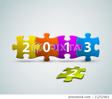 New Year 2013 card made from colorful puzzle pieces New Year 2013 card made from colorful puzzle pieces 11252962