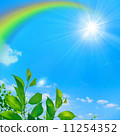 Blue sky, rainbow, sun and fresh green 11254352