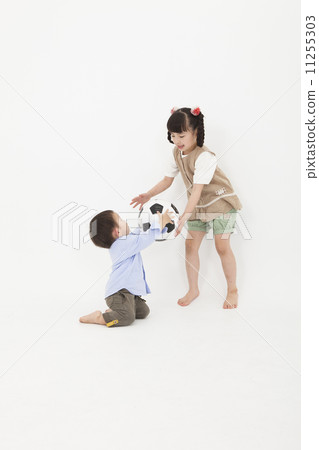 Boys and girls playing with soccer balls Boys and girls playing with soccer balls 11255303