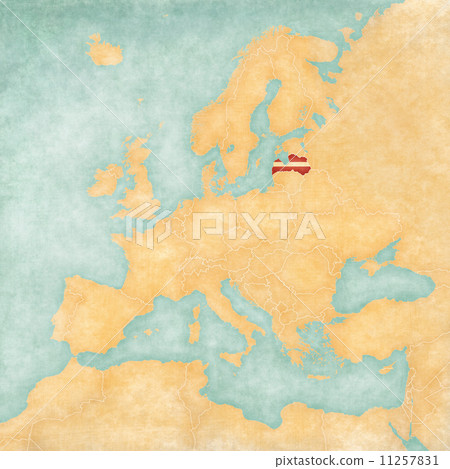 Map of Europe - Latvia (Vintage Series) 11257831