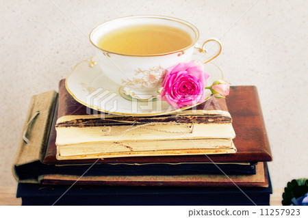 books with cup of tea books with cup of tea 11257923