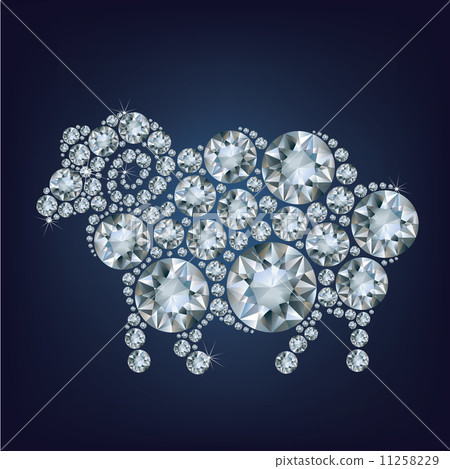 2015 new year card with sheep made up a lot of diamonds on the black background  11258229