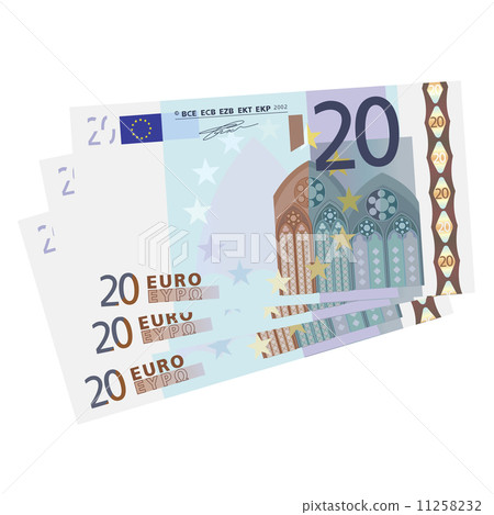 drawing of a 3x 20 Euro bills simplified drawing of a 3x 20 Euro bills simplified 11258232