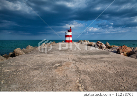 Lighthouse on the Tavira Island before storm, Algarve,Portugal 11258705