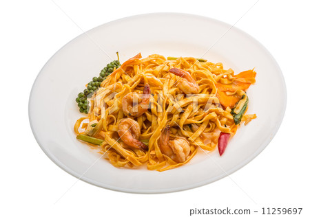 Fried noodles with shrimps Fried noodles with shrimps 11259697