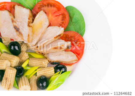 Close up of meat salad with vegetables. 11264682