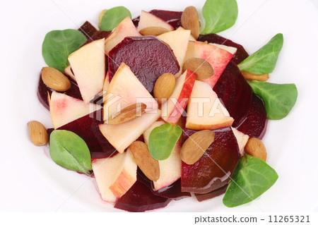 Beet salad with spinach and minced apple. Beet salad with spinach and minced apple. 11265321