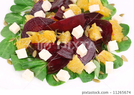 Beet salad with feta cheese and orange. Beet salad with feta cheese and orange. 11265674