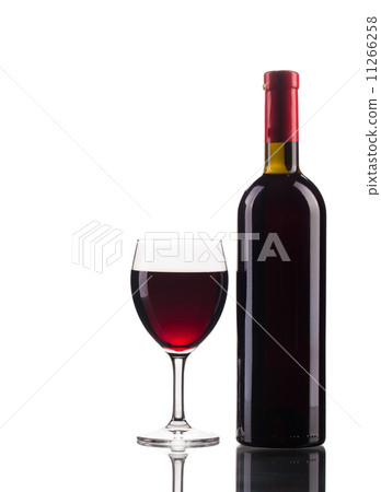 Red wine bottle and glass. Red wine bottle and glass. 11266258