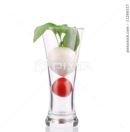 Glass of tomato and mozarella. 11266557