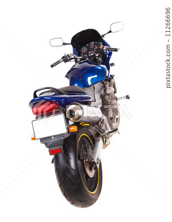 Blue sport motorbike. Back view. 11266696