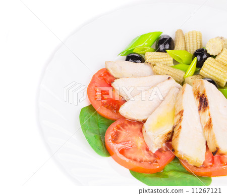 Close up of meat salad with vegetables. 11267121