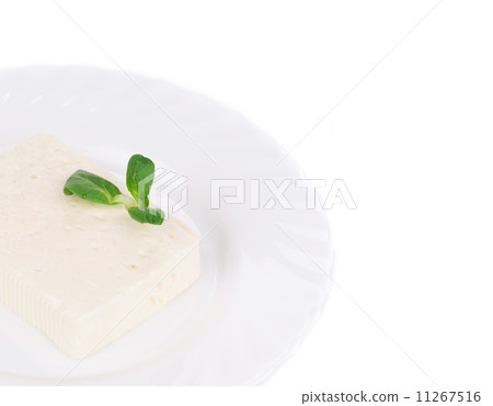 Tofu cheese on white plate. Tofu cheese on white plate. 11267516