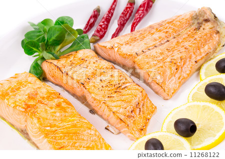 Roasted salmon on a plate 11268122