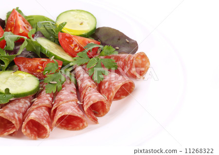 Salad with salami. Salad with salami. 11268322