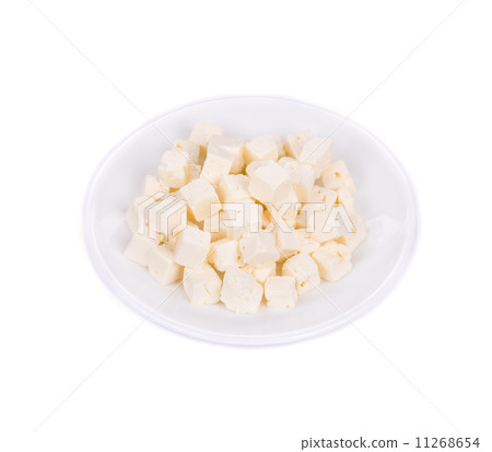 Tofu cheese on white plate. Tofu cheese on white plate. 11268654