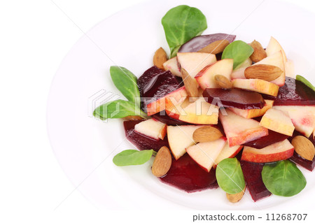 Beet salad with spinach and minced apple. Beet salad with spinach and minced apple. 11268707