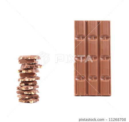 Chocolate and stack with nuts. Chocolate and stack with nuts. 11268708