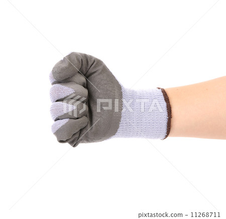 Worker hand glove clenching fist. Worker hand glove clenching fist. 11268711