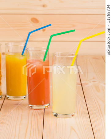 Lemonade orange and grapefruit juice on table. Lemonade orange and grapefruit juice on table. 11268734