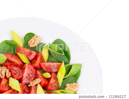 Healthy salad with leek and spinach. 11269227