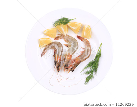 Fresh shrimps with lemon and dill. 11269229