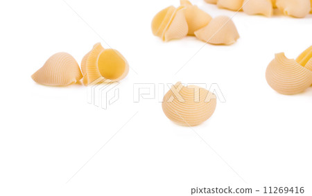 Uncooked pasta lumaconi. Uncooked pasta lumaconi. 11269416