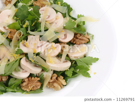 Mushroom salad with walnuts and parsley. 11269791