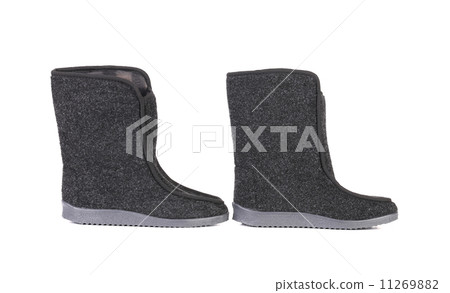 Pair of black felt boots. 11269882