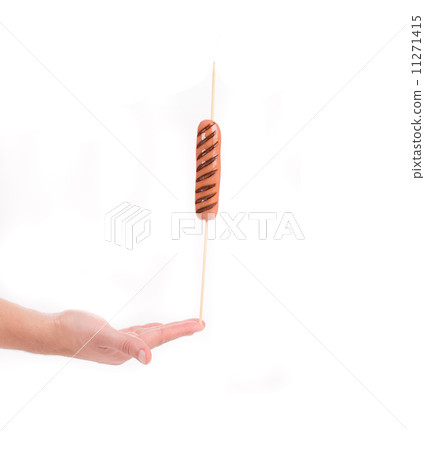 Grilled sausage on skewer. Grilled sausage on skewer. 11271415