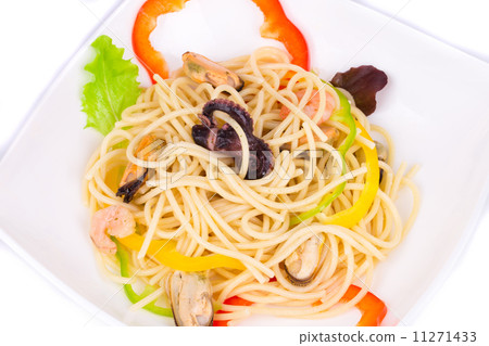 Tasty italian pasta with seafood. 11271433