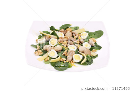 Mushroom salad with walnuts and parmesan. 11271493