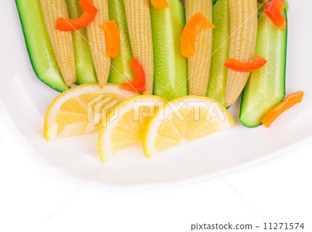 Close up of meat salad with vegetables. 11271574