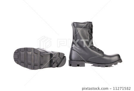 Pair of black leather boots. Pair of black leather boots. 11271582