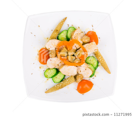 Warm meat salad with vegetables. Warm meat salad with vegetables. 11271995