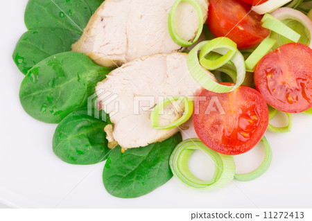 Meat salad with vegetables. Meat salad with vegetables. 11272413