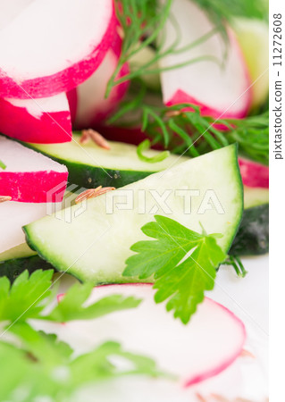 Radish salad with cucumber. Radish salad with cucumber. 11272608