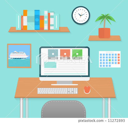 Modern office interior with designer desktop Modern office interior with designer desktop 11272893